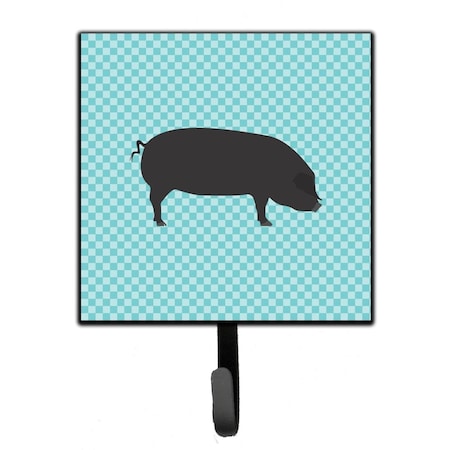 Carolines Treasures Devon Large Black Pig Blue Check Leash or Key Holder BB8105SH4